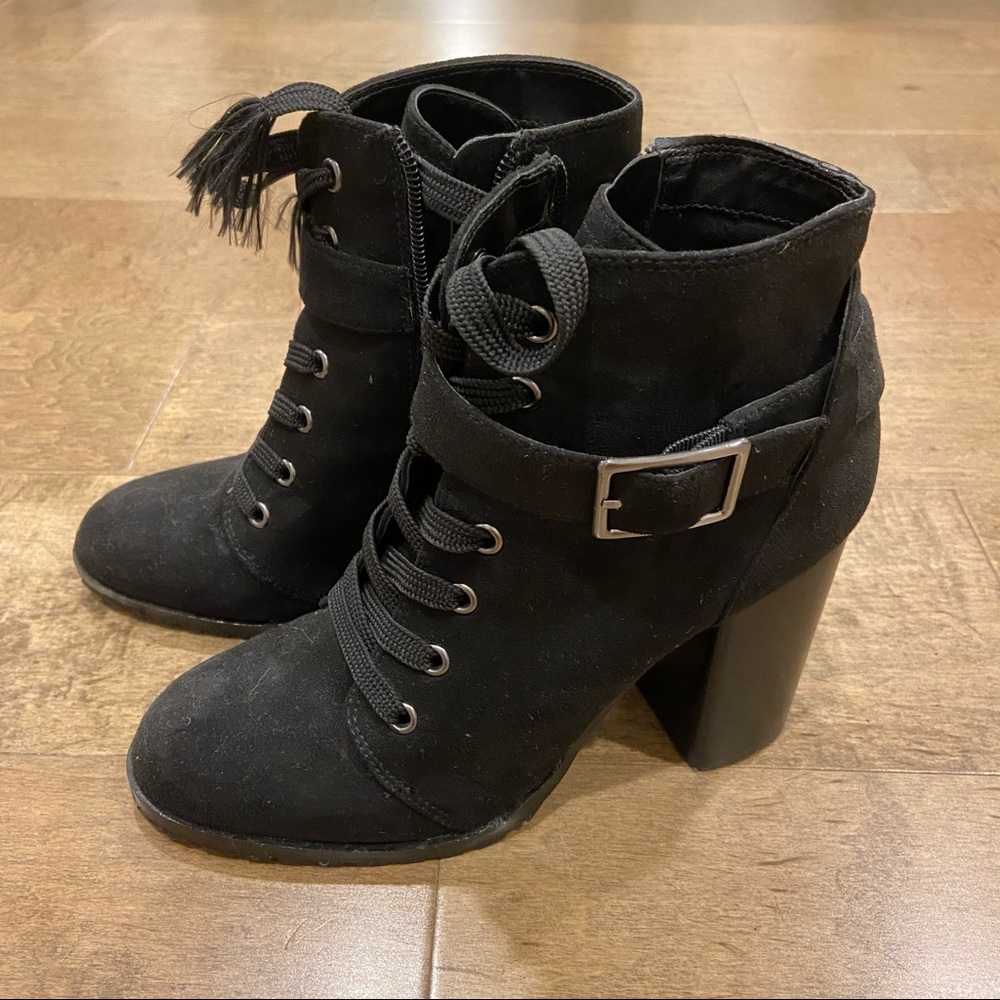 Renvy Laced Up Black Suede Renvy Valentina Ankle Boots